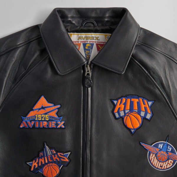 Kith AVIREX for the New York Knicks Black Icon Jacket 5