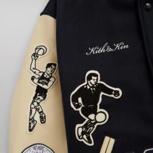 Kith Russell Athletic Cuny Queens College Golden Bear Varsity Jacket Black 13