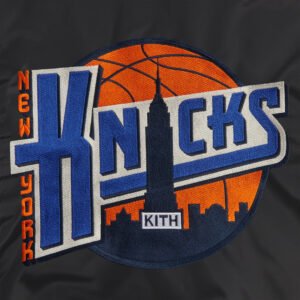 Kith for the New York Knicks Ball Black Satin Bomber Jacket 6
