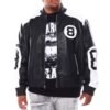 Mens 8 Ball BlackWhite Bomber Leather Jacket 1