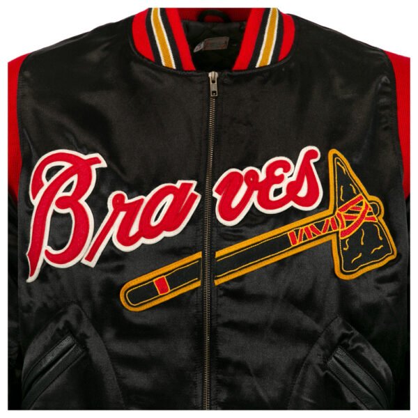 Milwaukee Braves 1957 Authentic Bomber Jacket Black 4