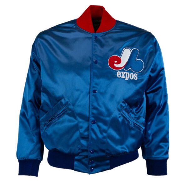 Montreal Expos 1969 Authentic Satin Bomber Jacket Royal Blue 1