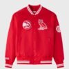 OVO NBA Atlanta Hawks Satin Varsity Jacket Red 1