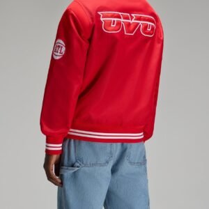 OVO NBA Atlanta Hawks Satin Varsity Jacket Red 10