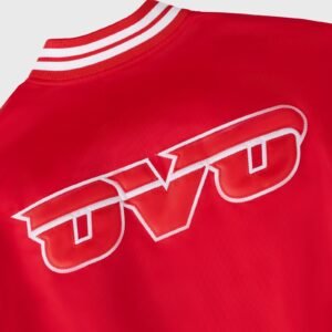 OVO NBA Atlanta Hawks Satin Varsity Jacket Red 4