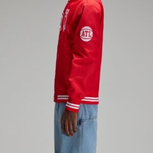 OVO NBA Atlanta Hawks Satin Varsity Jacket Red 9
