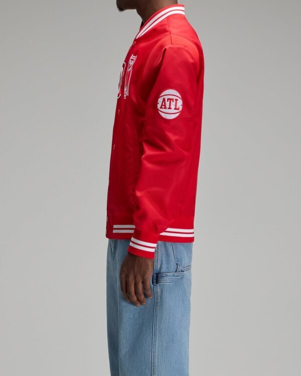 OVO NBA Atlanta Hawks Satin Varsity Jacket Red 9