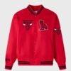 OVO NBA Chicago Bulls Satin Varsity Jacket Red 1