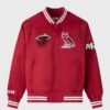 OVO NBA Miami Heat Satin Varsity Jacket Red 1