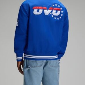 OVO NBA Philadelphia 76ers Satin Varsity Jacket Blue 10