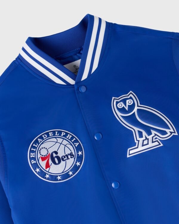 OVO NBA Philadelphia 76ers Satin Varsity Jacket Blue 2