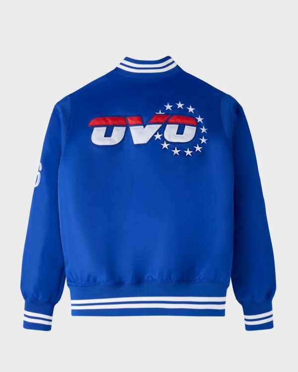 OVO NBA Philadelphia 76ers Satin Varsity Jacket Blue 3