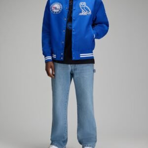 OVO NBA Philadelphia 76ers Satin Varsity Jacket Blue 7