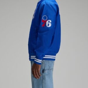 OVO NBA Philadelphia 76ers Satin Varsity Jacket Blue 9