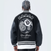 Paisley Black 8 Ball Wool Leather Varsity Jacket 1