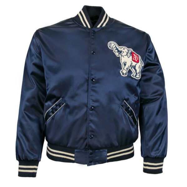 Philadelphia Athletics 1953 Authentic Navy Satin Bomber Jacket 1