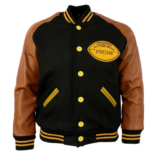 Pittsburgh Steelers 1955 Authentic Varsity Jacket Black Brown 1