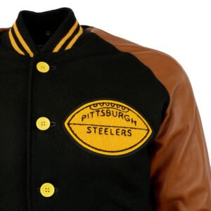 Pittsburgh Steelers 1955 Authentic Varsity Jacket Black Brown 4