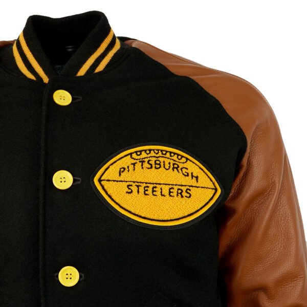 Pittsburgh Steelers 1955 Authentic Varsity Jacket Black Brown 4