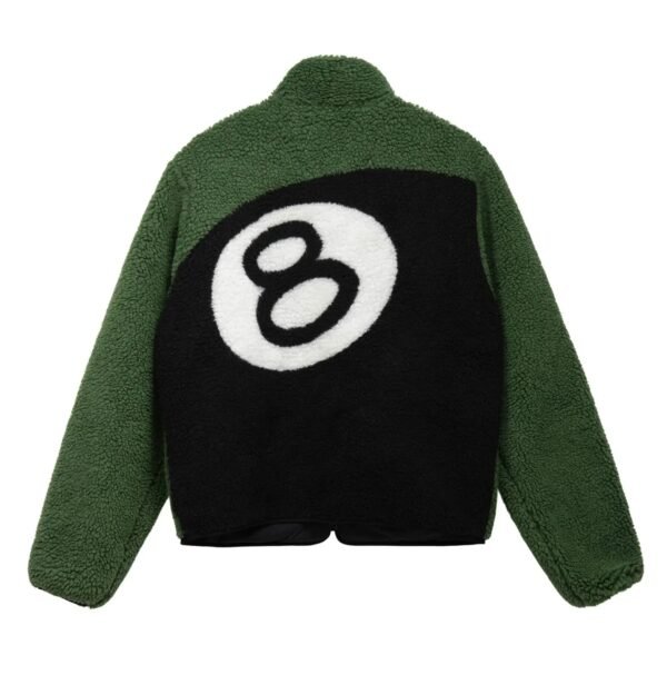 Stussy 8 Ball Green Sherpa Reversible Jacket 1