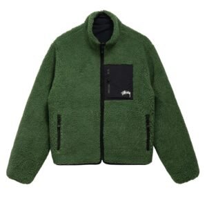 Stussy 8 Ball Green Sherpa Reversible Jacket 2