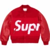 Supreme Big Logo Chenille Varsity Jacket Red 1