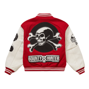 Supreme Bounty Hunter Wool Leather Varsity Jacket Red 1