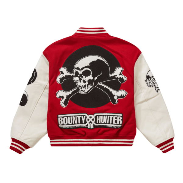 Supreme Bounty Hunter Wool Leather Varsity Jacket Red 1
