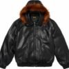 Supreme Schott Hooded Leather Bomber Jacket Black 1