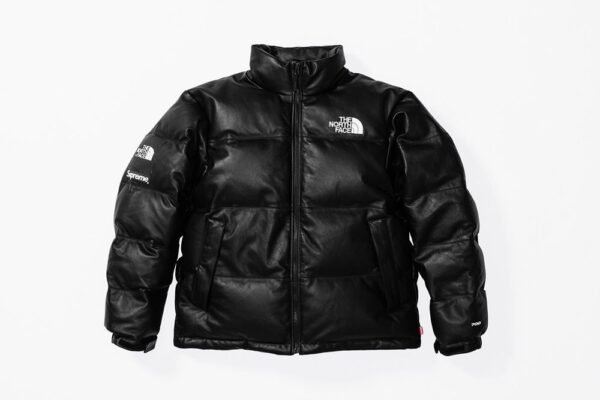 Supreme The North Face Leather Nuptse Jacket Black 1