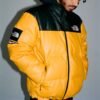 Supreme The North Face Leather Nuptse Jacket Yellow 1