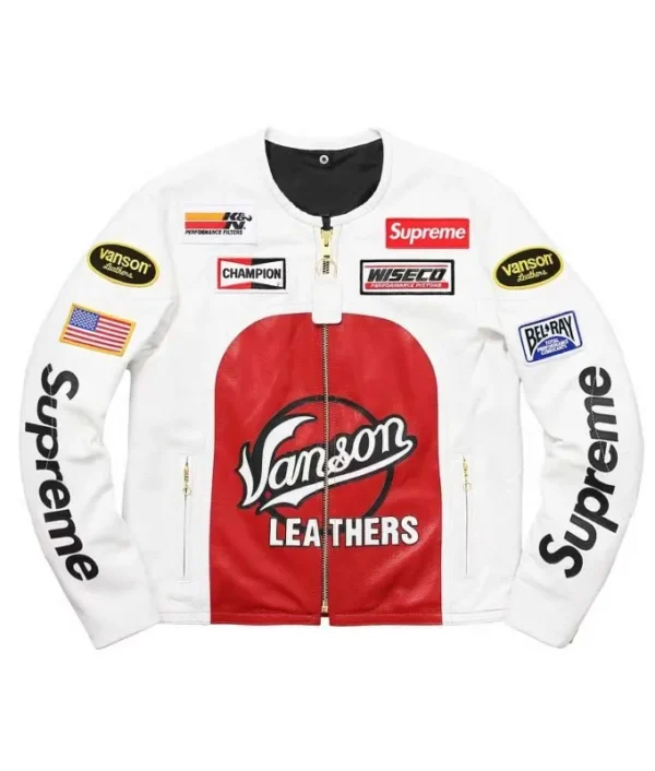 Supreme Vanson Leather Star Jacket White 1