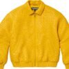 Supreme Woven Leather Varsity Jacket Yellow 1