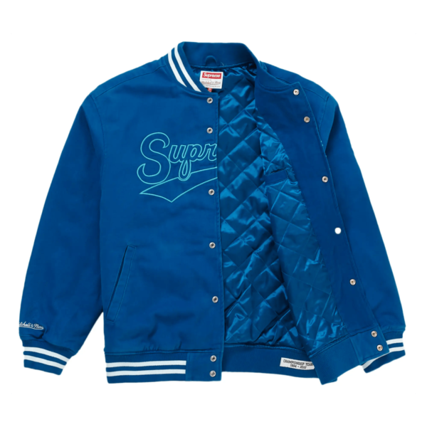 Supreme X Mitchell Ness Doughboy Varsity Jacket Twill Blue 3