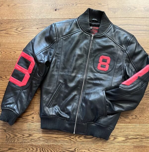The Original 8 Ball Black Red Bomber Leather Jacket 1