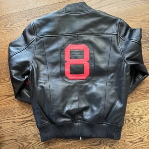 The Original 8 Ball Black Red Bomber Leather Jacket 2