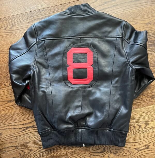 The Original 8 Ball Black Red Bomber Leather Jacket 2