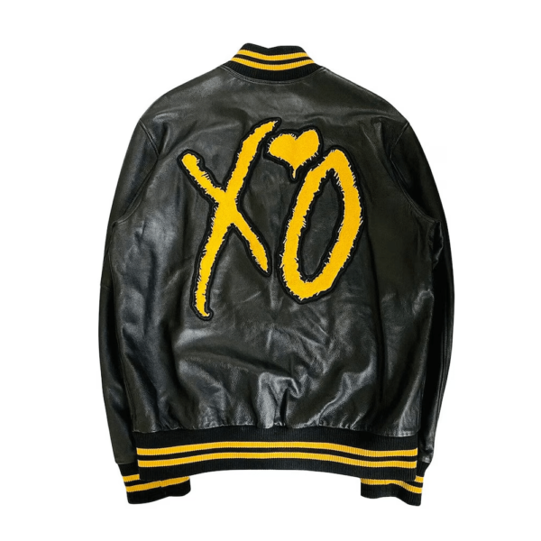 The Weeknd XO Leather Varsity Jacket BlackYellow 2