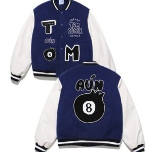Timcomix 8 Ball Wool Leather Navy Varsity Jacket 1