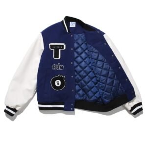 Timcomix 8 Ball Wool Leather Navy Varsity Jacket 2