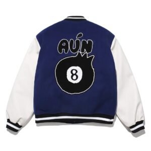 Timcomix 8 Ball Wool Leather Navy Varsity Jacket 3