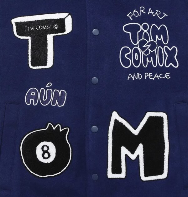 Timcomix 8 Ball Wool Leather Navy Varsity Jacket 4