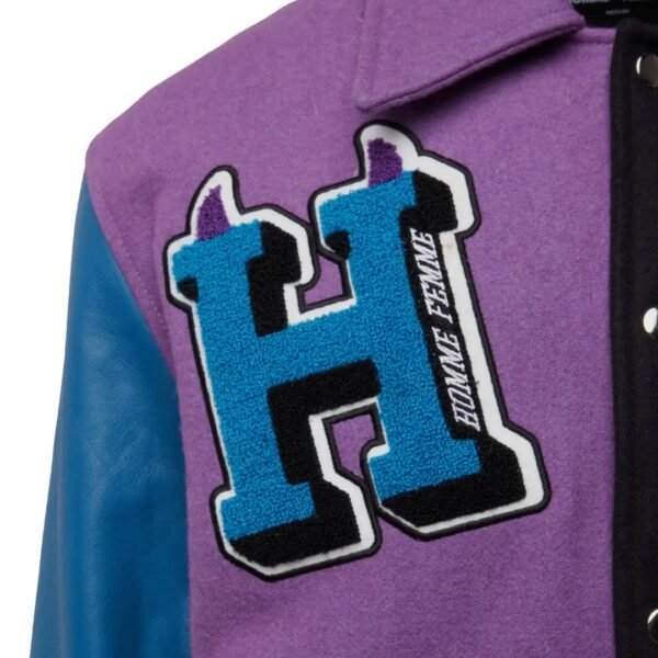 World Champs Homme Femme Purple Navy Letterman Varsity Jacket 3