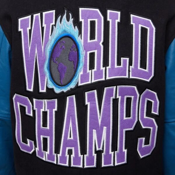 World Champs Homme Femme Purple Navy Letterman Varsity Jacket 5