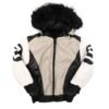 kids 8 Ball Leather Hooded Jacket Sand 1