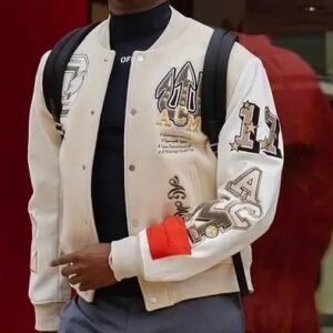 AC Milan Off White Wool Leather Varsity Jacket 2