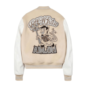 AC Milan Off White Wool Leather Varsity Jacket 2