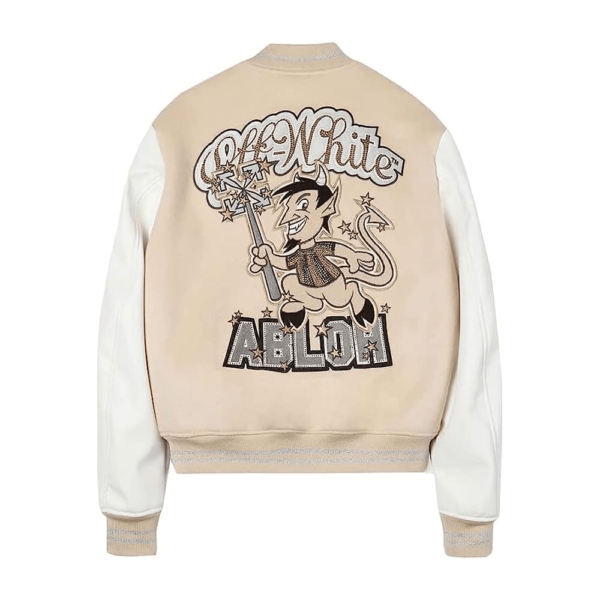 AC Milan Off White Wool Leather Varsity Jacket 2
