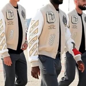 AC Milan Off White Wool Leather Varsity Jacket 4