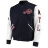 Atlanta Braves Pro Standard Wool Leather Varsity Jacket NavyWhite 1